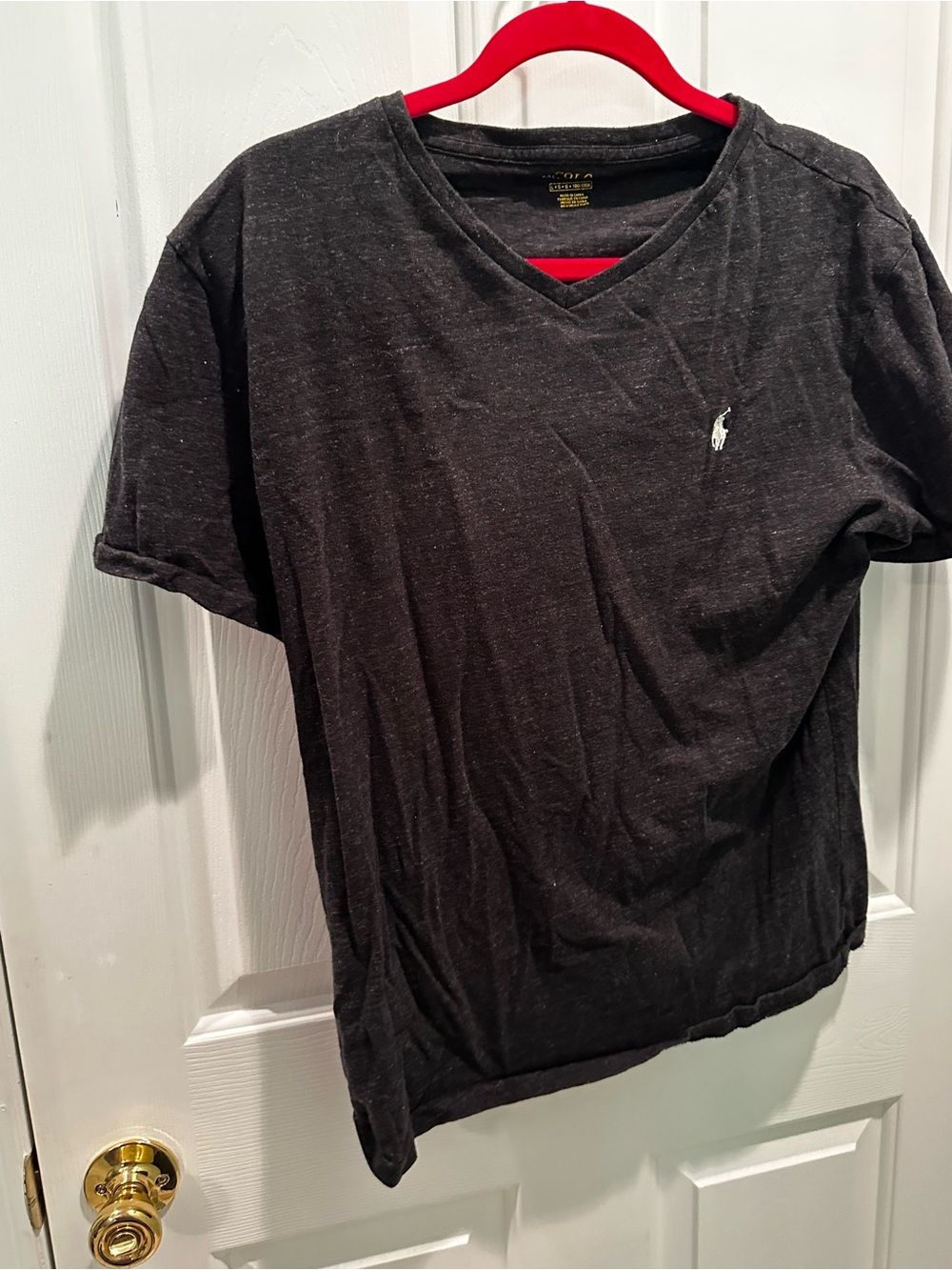 Polo by Ralph Lauren Black V-Neck Short Sleeve Tee with White Polo Pony